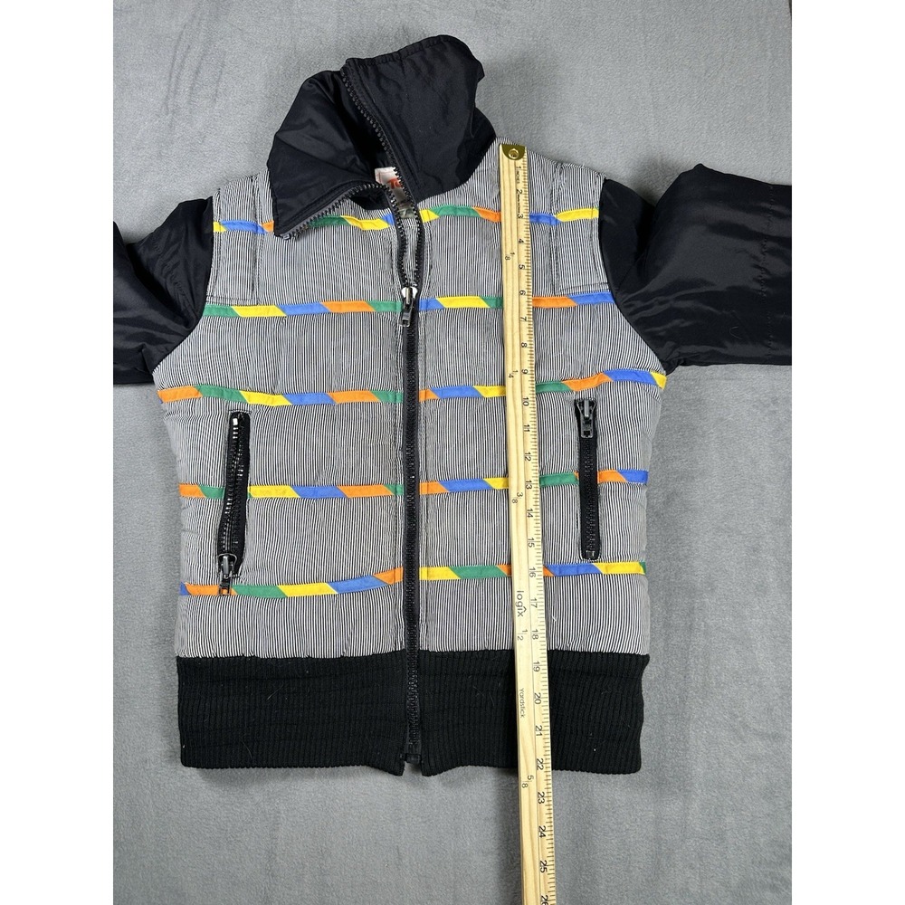 VTG 80s Topher Stitch Quilted Jacket Women's 10/12 Black Patterned Puffer - Picture 6 of 6